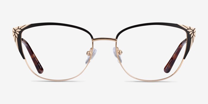Ines Black Gold Metal Eyeglass Frames from EyeBuyDirect