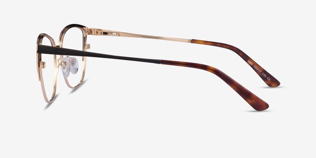 Ines Black Gold MetalEyeglass Frames from EyeBuyDirect, Side View