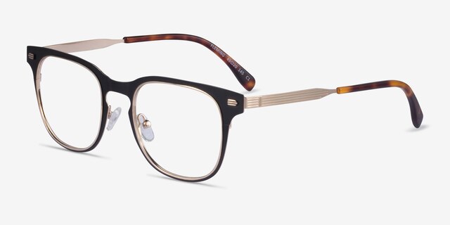 Fleming Matte Black Gold MetalEyeglass Frames from EyeBuyDirect, Angle View