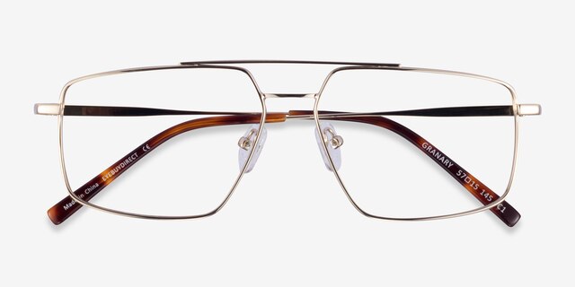 Granary Gold MetalEyeglass Frames from EyeBuyDirect, Closed View