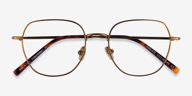 Pimlico Bronze MetalEyeglass Frames from EyeBuyDirect, Closed View