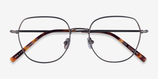 Pimlico Matte Gunmetal MetalEyeglass Frames from EyeBuyDirect, Closed View