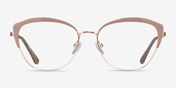 Serrata Light Brown Gold Metal Eyeglass Frames