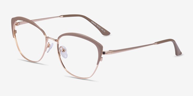 Serrata Light Brown Gold MetalEyeglass Frames from EyeBuyDirect, Angle View