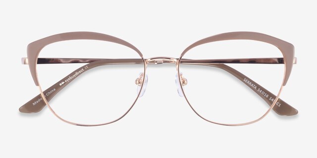 Serrata Light Brown Gold MetalEyeglass Frames from EyeBuyDirect, Closed View
