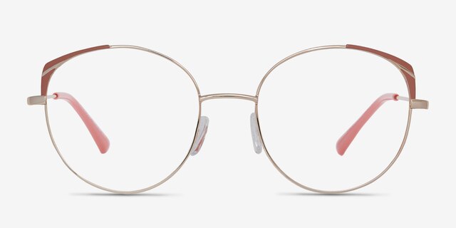 Rosewood Gold Pink MetalEyeglass Frames from EyeBuyDirect, Front View