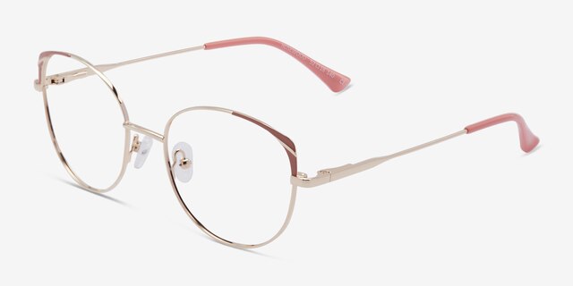 Rosewood Gold Pink MetalEyeglass Frames from EyeBuyDirect, Angle View