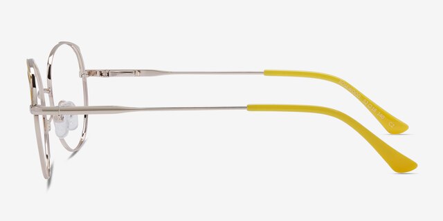 Rosewood Light Gold Yellow MétalMontures de lunettes de vue d'EyeBuyDirect, Vue de Côté