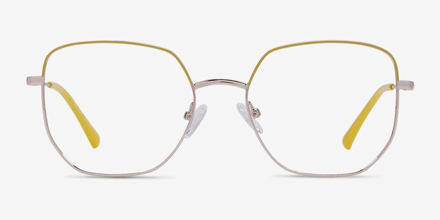 Milner Gold Yellow MetalEyeglass Frames from EyeBuyDirect, Front View