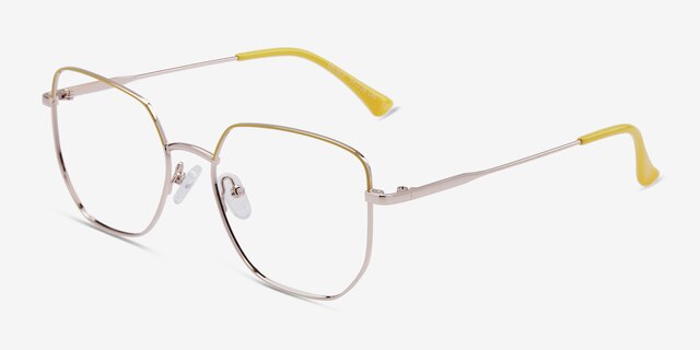 Milner Gold Yellow MetalEyeglass Frames from EyeBuyDirect, Angle View