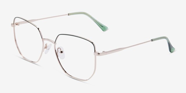 Milner Gold Green MetalEyeglass Frames from EyeBuyDirect, Angle View
