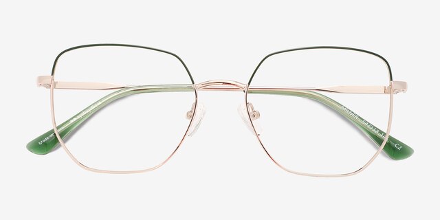 Milner Gold Green MetalEyeglass Frames from EyeBuyDirect, Closed View
