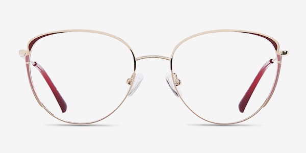 Scala Gold Burgundy Metal Eyeglass Frames