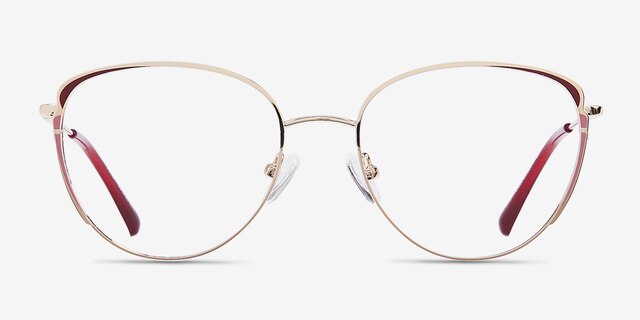 Scala Gold Burgundy MetalEyeglass Frames from EyeBuyDirect, Front View