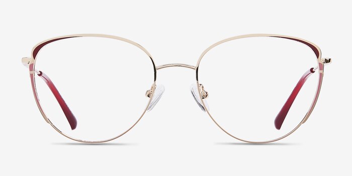 Scala Gold Burgundy Metal Eyeglass Frames from EyeBuyDirect
