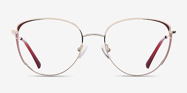 Scala Gold Burgundy Metal Eyeglass Frames