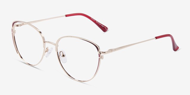 Scala Gold Burgundy MetalEyeglass Frames from EyeBuyDirect, Angle View