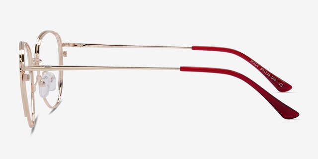 Scala Gold Burgundy MetalEyeglass Frames from EyeBuyDirect, Side View