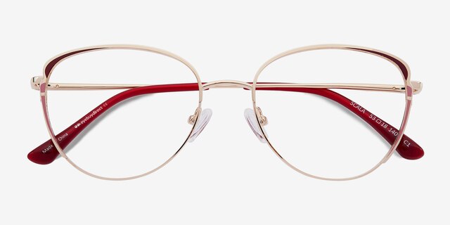 Scala Gold Burgundy MetalEyeglass Frames from EyeBuyDirect, Closed View