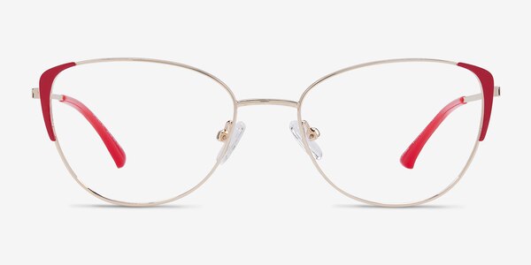 Operetta Cat Eye Gold Burgundy Glasses for Women | Eyebuydirect