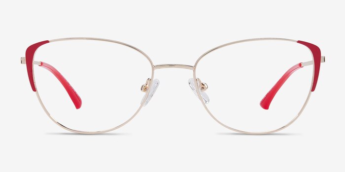 Operetta Gold Burgundy Metal Eyeglass Frames from EyeBuyDirect