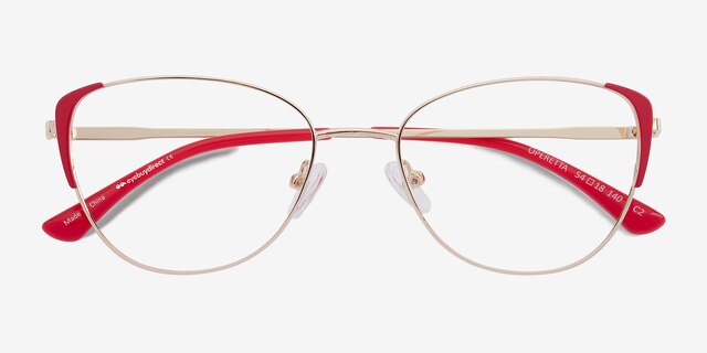 Operetta Gold Burgundy MetalEyeglass Frames from EyeBuyDirect, Closed View