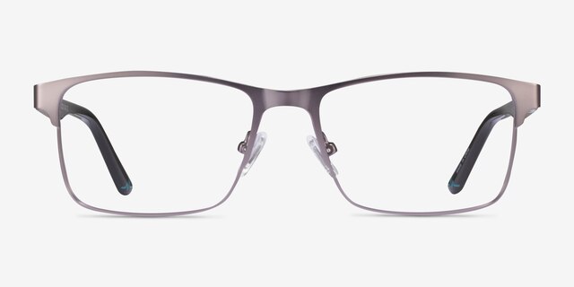 Carbon Matte Gunmetal MetalEyeglass Frames from EyeBuyDirect, Front View