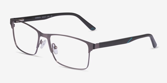 Carbon Matte Gunmetal MetalEyeglass Frames from EyeBuyDirect, Angle View