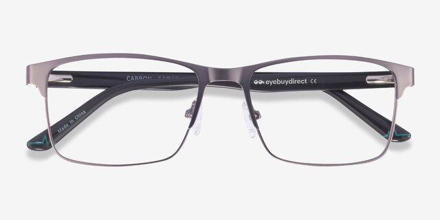 Carbon Matte Gunmetal MetalEyeglass Frames from EyeBuyDirect, Closed View