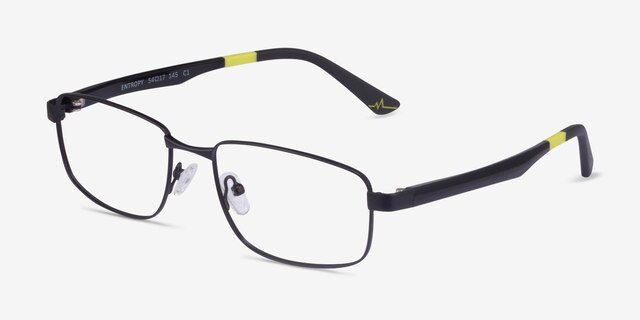 Entropy Matte Black MetalEyeglass Frames from EyeBuyDirect, Angle View