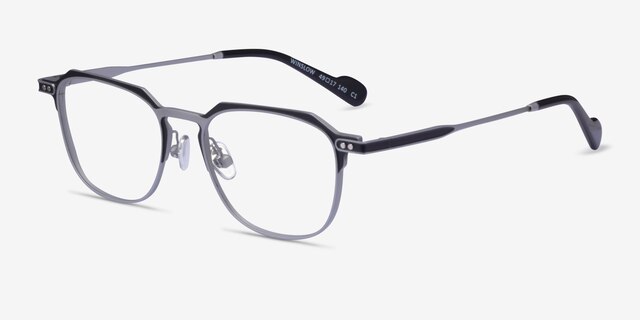 Winslow Matte Silver Black Aluminium-alloyEyeglass Frames from EyeBuyDirect, Angle View