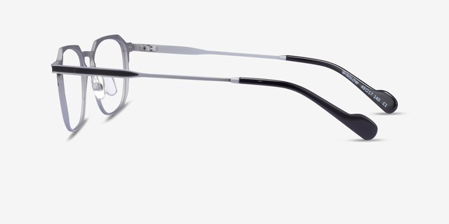 Winslow Matte Silver Black Aluminium-alloyEyeglass Frames from EyeBuyDirect, Side View