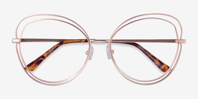 Stardust Matte Rose Gold MetalEyeglass Frames from EyeBuyDirect, Closed View