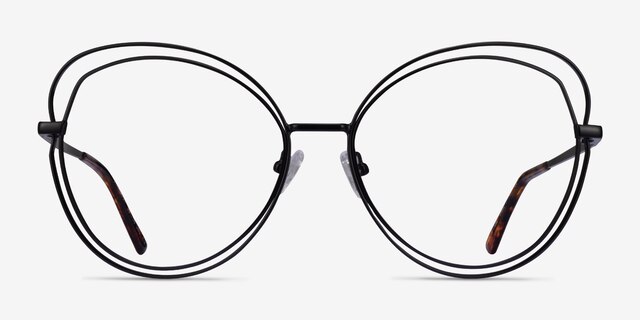 Stardust Matte Black MetalEyeglass Frames from EyeBuyDirect, Front View