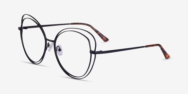 Stardust Matte Black MetalEyeglass Frames from EyeBuyDirect, Angle View