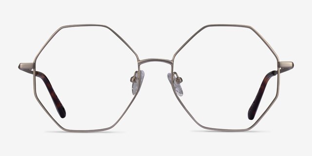 Imagine Matte Silver MetalEyeglass Frames from EyeBuyDirect, Front View