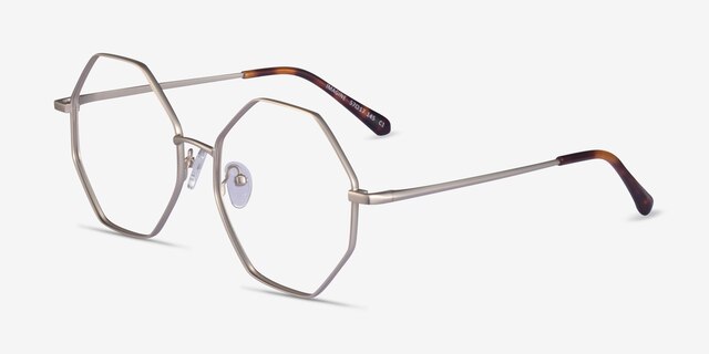 Imagine Matte Silver MetalEyeglass Frames from EyeBuyDirect, Angle View