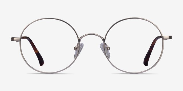 Lanscilo Matte Silver MetalEyeglass Frames from EyeBuyDirect, Front View