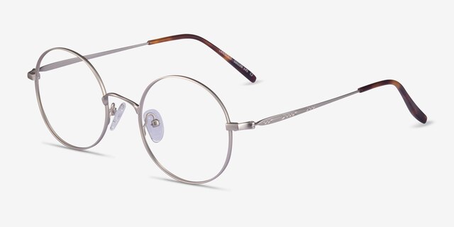 Lanscilo Matte Silver MetalEyeglass Frames from EyeBuyDirect, Angle View
