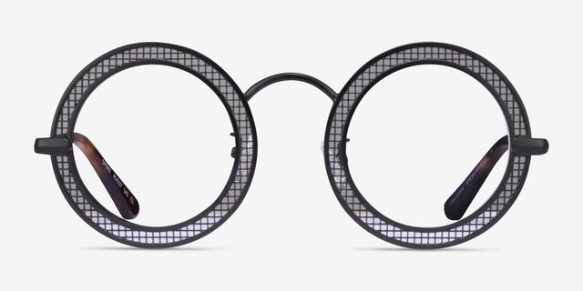 Spoke Matte Black MetalEyeglass Frames from EyeBuyDirect, Front View