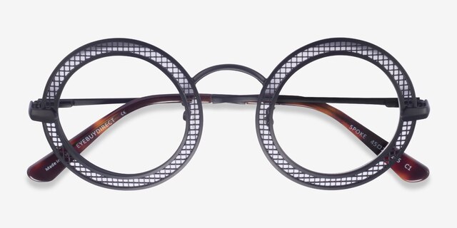 Spoke Matte Black MetalEyeglass Frames from EyeBuyDirect, Closed View