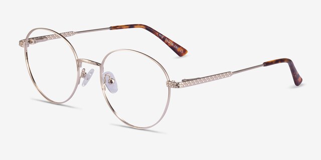 Wiz Gold Tortoise MetalEyeglass Frames from EyeBuyDirect, Angle View
