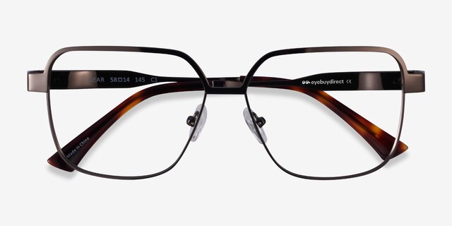 Gear Gunmetal MetalEyeglass Frames from EyeBuyDirect, Closed View