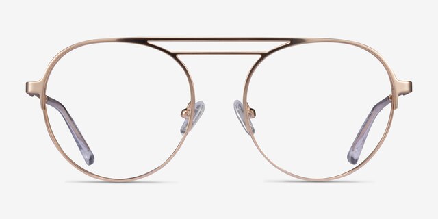 Parallel Matte Gold MetalEyeglass Frames from EyeBuyDirect, Front View