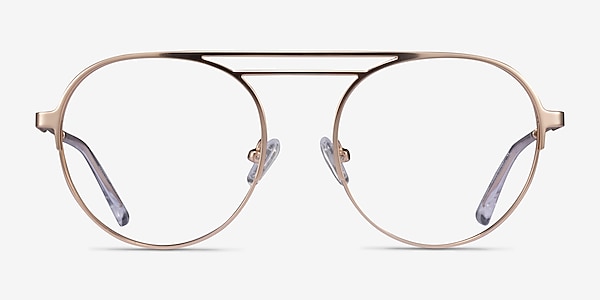 Parallel Matte Gold Métal Montures de lunettes de vue
