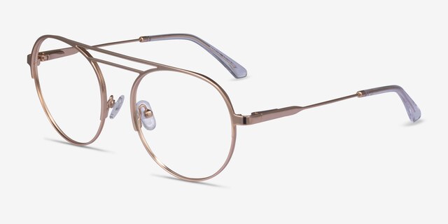 Parallel Matte Gold MetalEyeglass Frames from EyeBuyDirect, Angle View