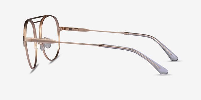 Parallel Matte Gold MetalEyeglass Frames from EyeBuyDirect, Side View