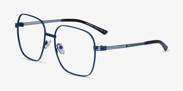 Epicenter Blue MetalEyeglass Frames from EyeBuyDirect, Angle View