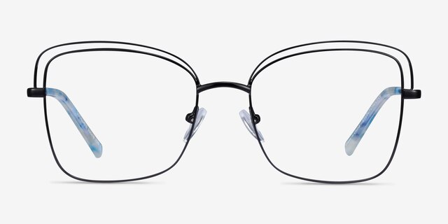 Oscillate Black MetalEyeglass Frames from EyeBuyDirect, Front View