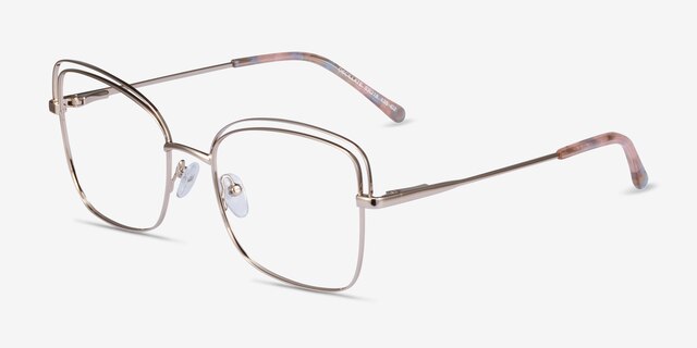 Oscillate Gold MetalEyeglass Frames from EyeBuyDirect, Angle View